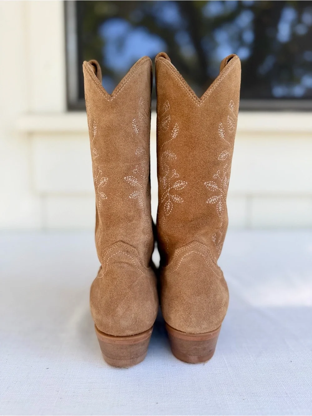 Shyanne Bambi Suede Western Boots Tan Brown Size 8 Leather Cowgirl Boots - Picture 4 of 6
